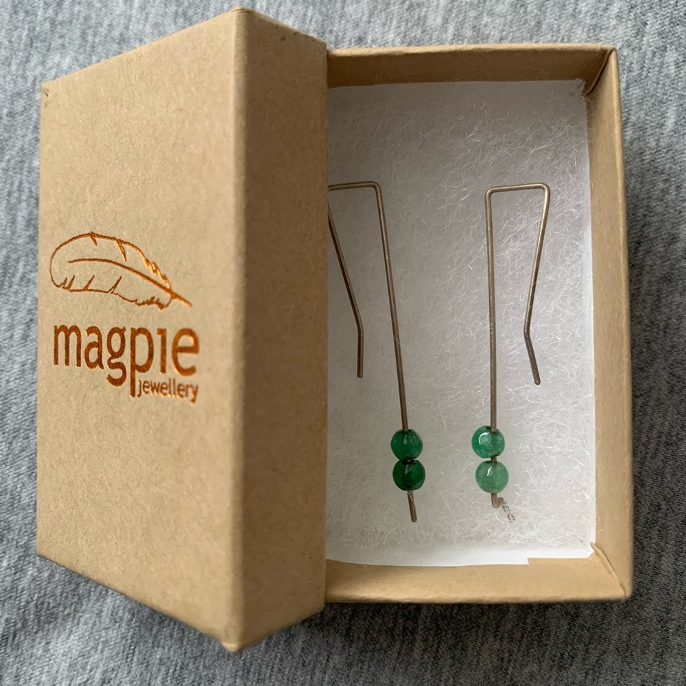 Drop Earrings with Jade glass beads